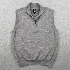 FootJoy Sweater Vest Mens Medium Gray 100% Wool Quarter Zip Golf Pullover FJ